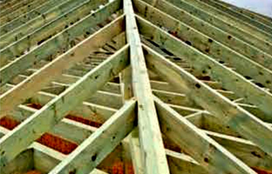 Возведение строительной конструкции скатной крыши